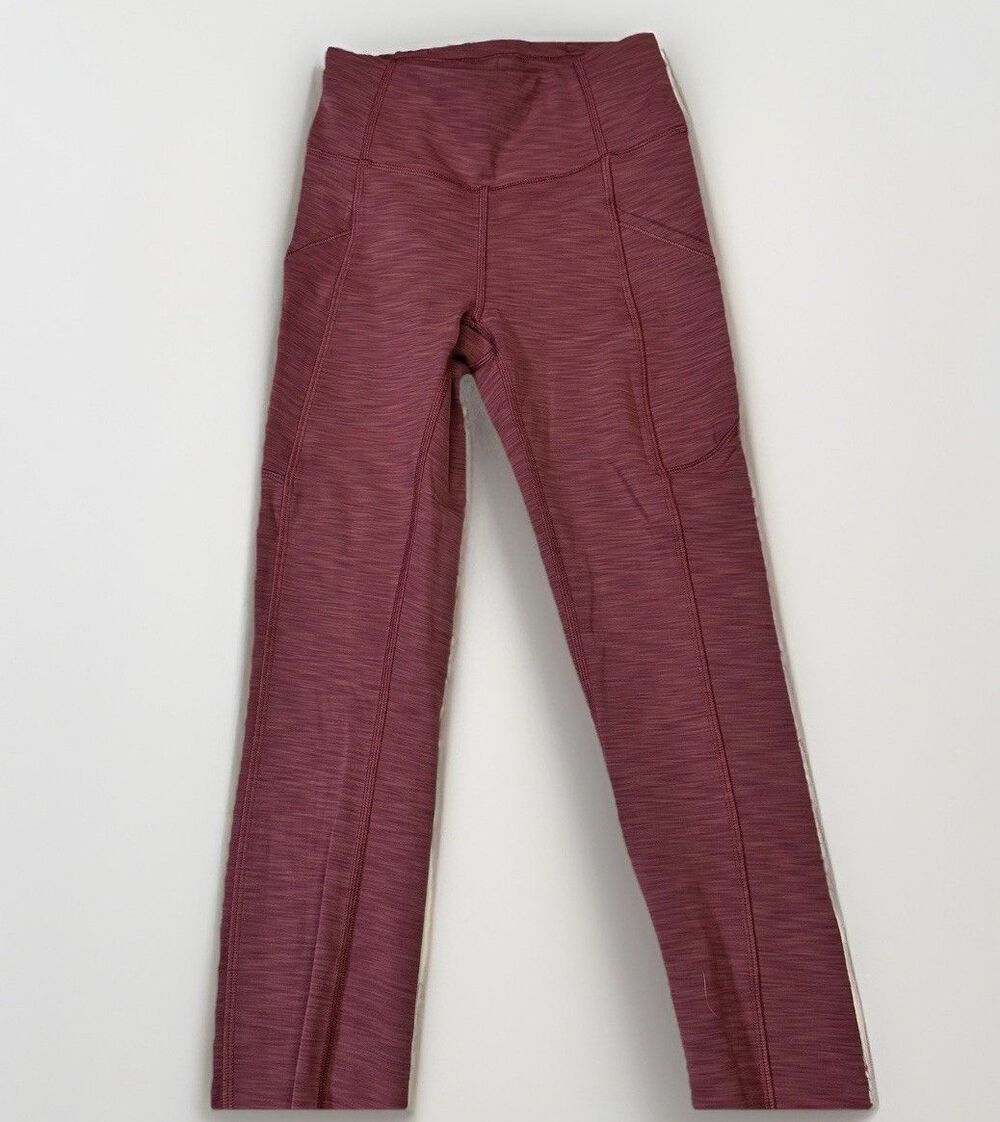 * Lululemon Women’s Size 0 High-Rise Pocket Leggings Maroon Heather